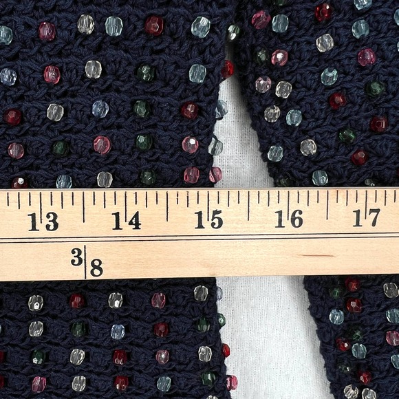 DOEN Dress Womens Large Navy Blue Solandis Knitted Beaded Mini Short NWT - Picture 14 of 16